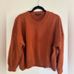 Quince Rust Orange Organic Cotton Sweater L Boyfriend Crew